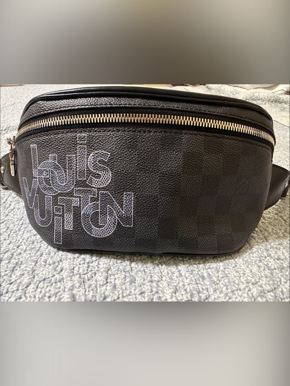 Louis Vuitton Black Damier Graphite Belt Bag with Logo Print